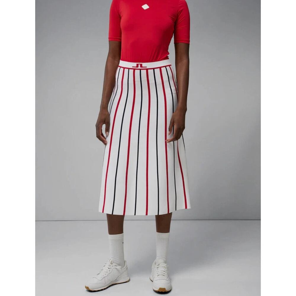 J. Lindeberg Manhattan Knitted Midi Skirt Barbados Cherry Size Medium NWT Golf